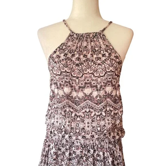 Free People Simone Batik Print Halter Mini Dress SZ S Boho Festival - Picture 2 of 10